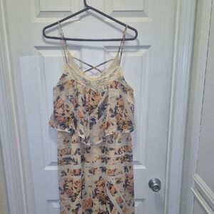 Floral Spaghetti Strap Dress with Lace Detail